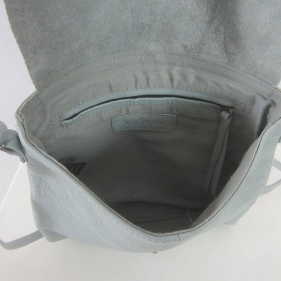 Day & Mood Gray Blue Pebbled Leather Crossbody Bag 8.5 X 9" Adjustable Strap - Picture 7 of 12